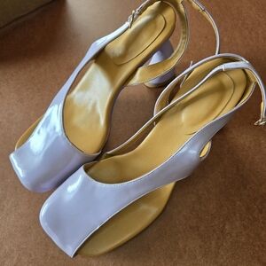 Roman Style Ankle Strap Women's Slingback Sandal High Block Heel Purple Size 9